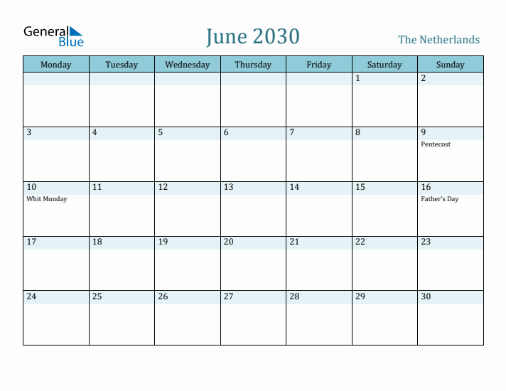 June 2030 Calendar with Holidays