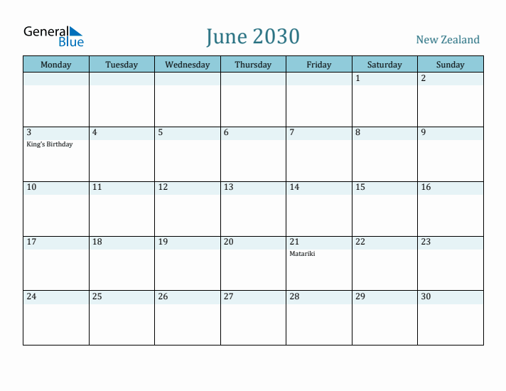 June 2030 Calendar with Holidays