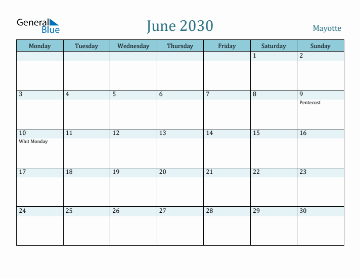 June 2030 Calendar with Holidays