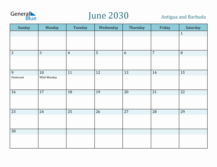 June 2030 Calendar with Holidays