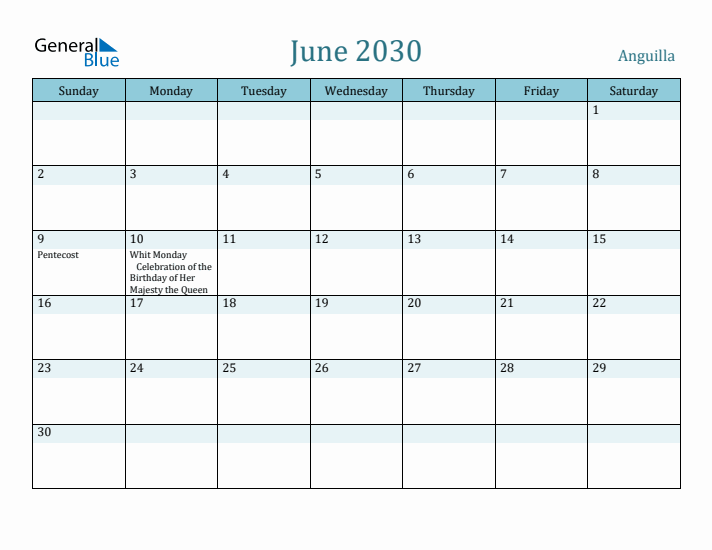 June 2030 Calendar with Holidays