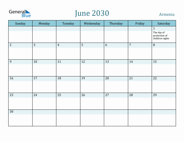 June 2030 Calendar with Holidays