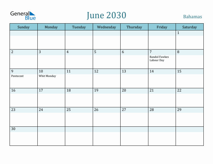 June 2030 Calendar with Holidays