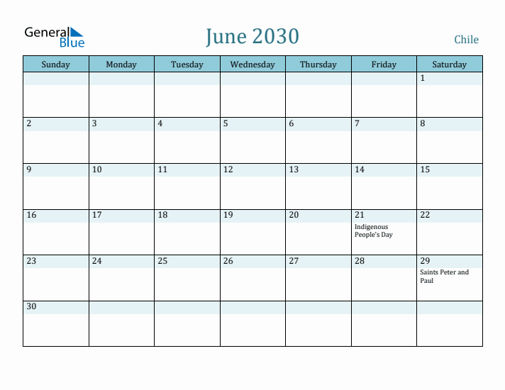 June 2030 Calendar with Holidays