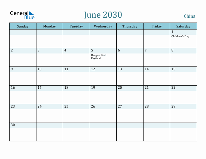 June 2030 Calendar with Holidays