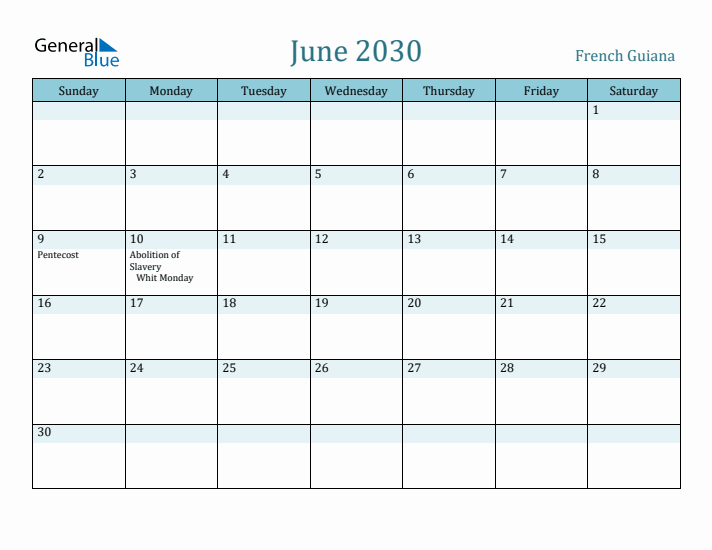 June 2030 Calendar with Holidays