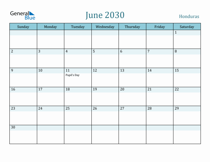 June 2030 Calendar with Holidays