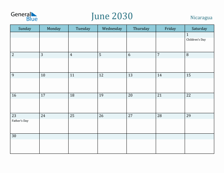 June 2030 Calendar with Holidays