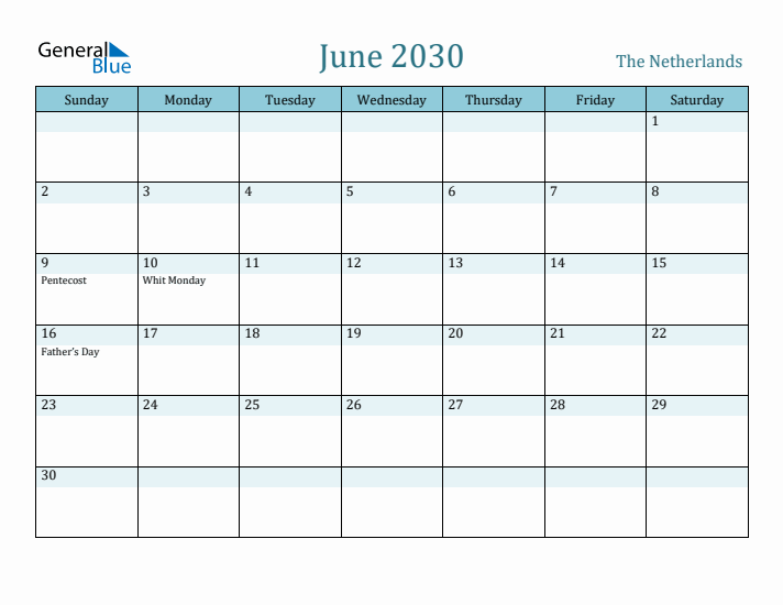 June 2030 Calendar with Holidays