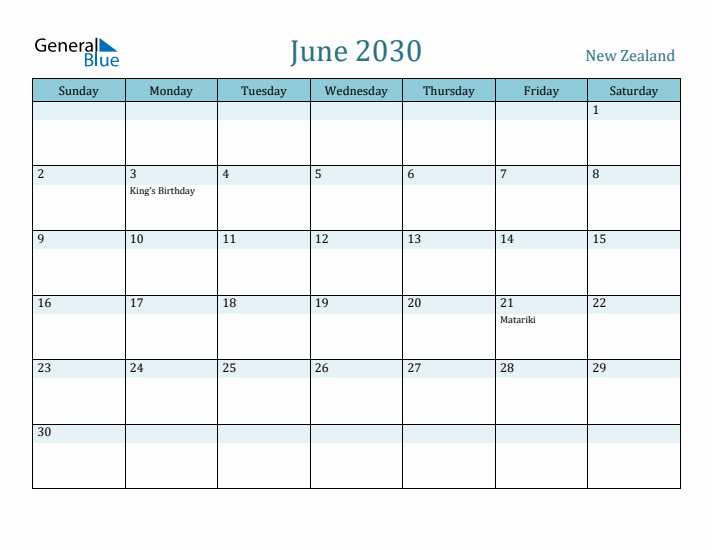 June 2030 Calendar with Holidays