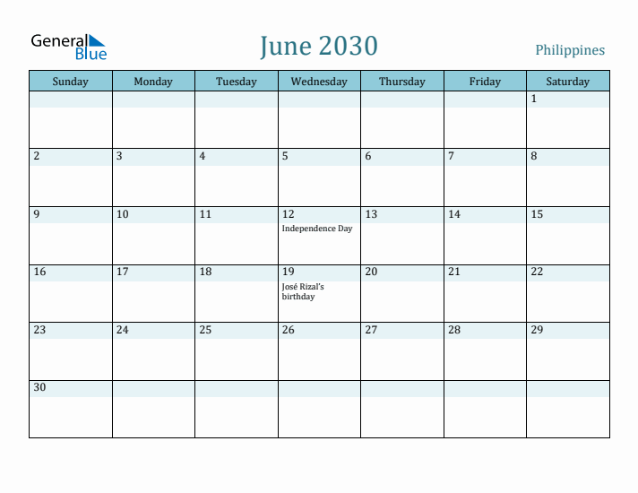 June 2030 Calendar with Holidays