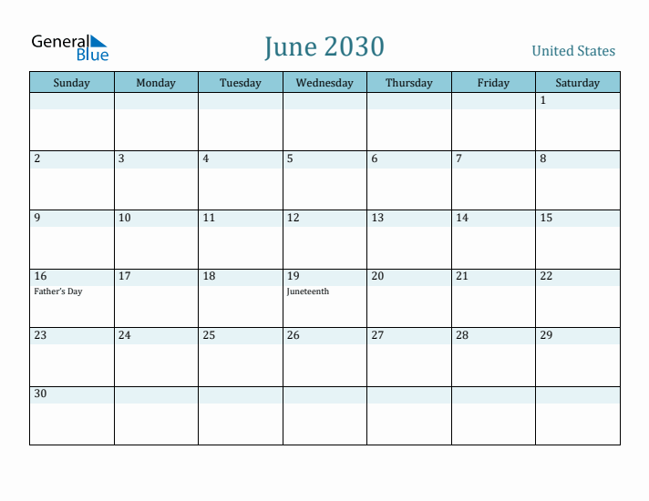 June 2030 Calendar with Holidays