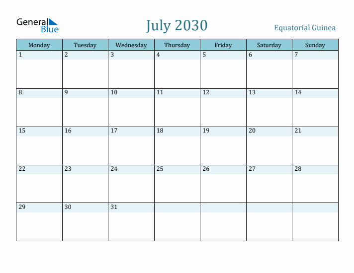 July 2030 Calendar with Holidays