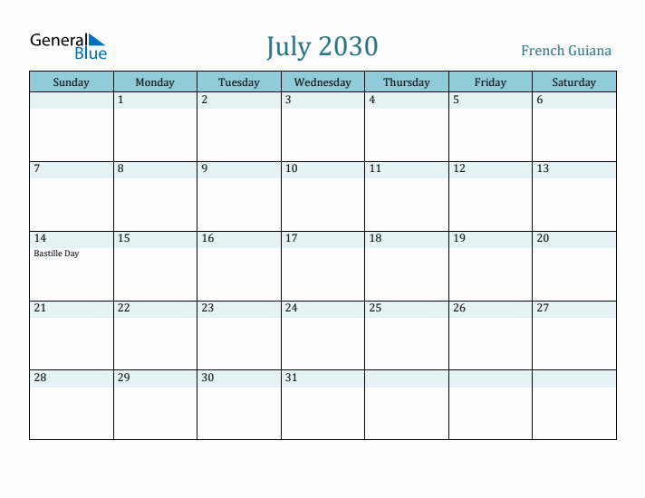 July 2030 Calendar with Holidays