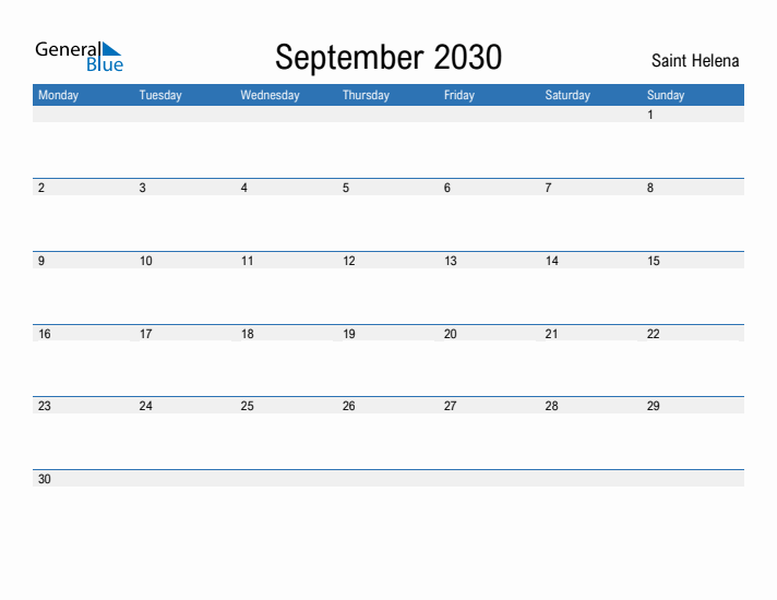 Fillable September 2030 Calendar