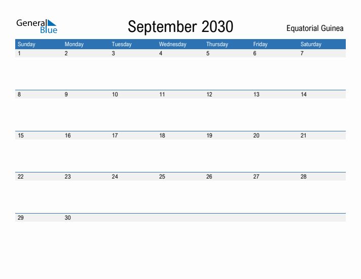 Fillable September 2030 Calendar