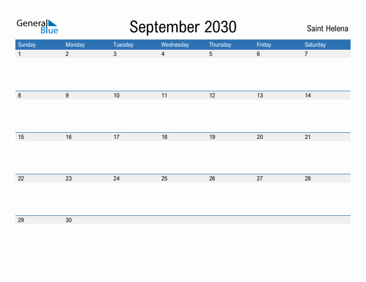 Fillable September 2030 Calendar