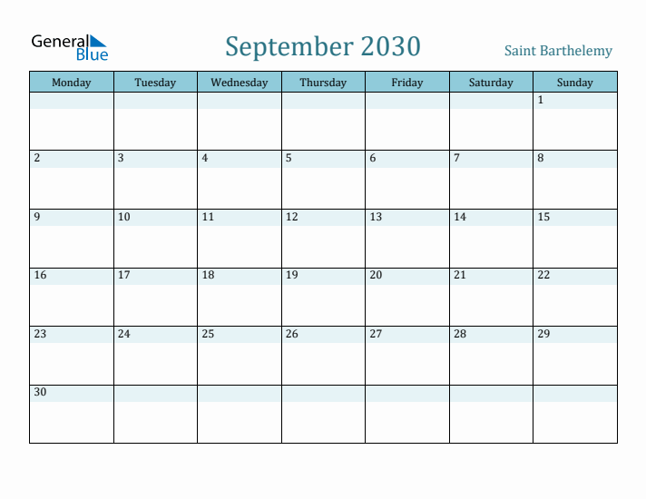 September 2030 Calendar with Holidays