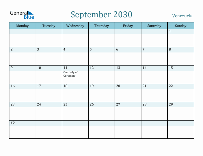 September 2030 Calendar with Holidays