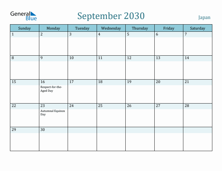 September 2030 Calendar with Holidays