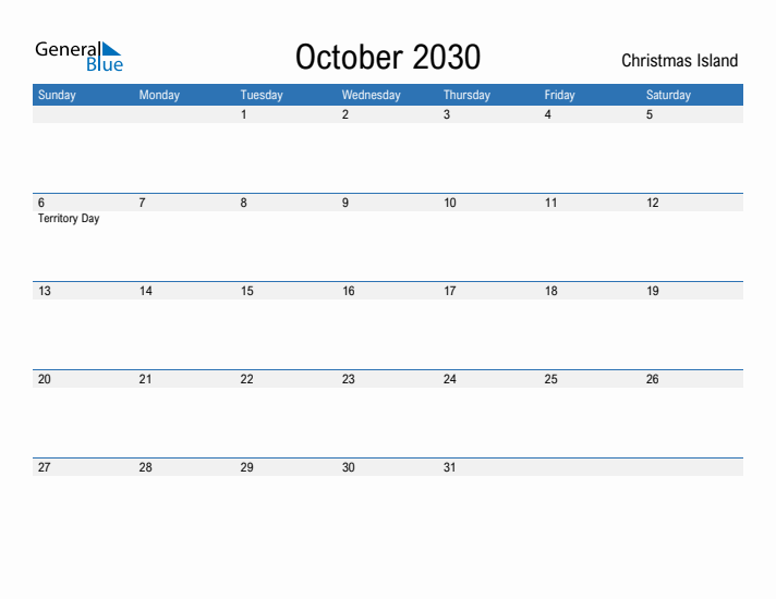 Fillable October 2030 Calendar