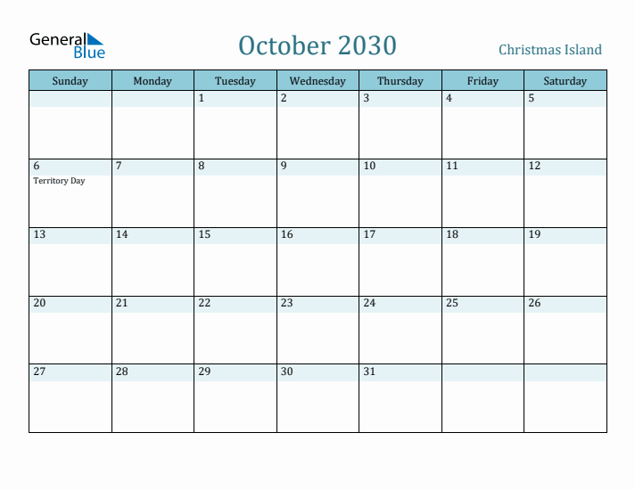 October 2030 Calendar with Holidays