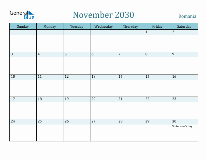 November 2030 Calendar with Holidays