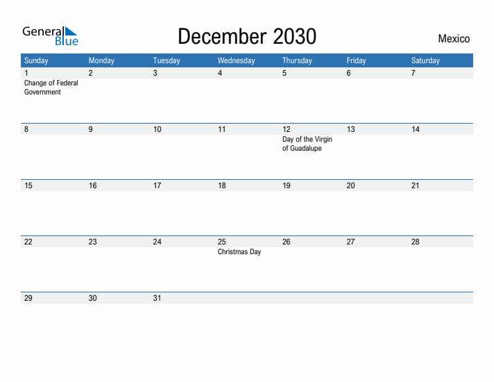 Fillable December 2030 Calendar