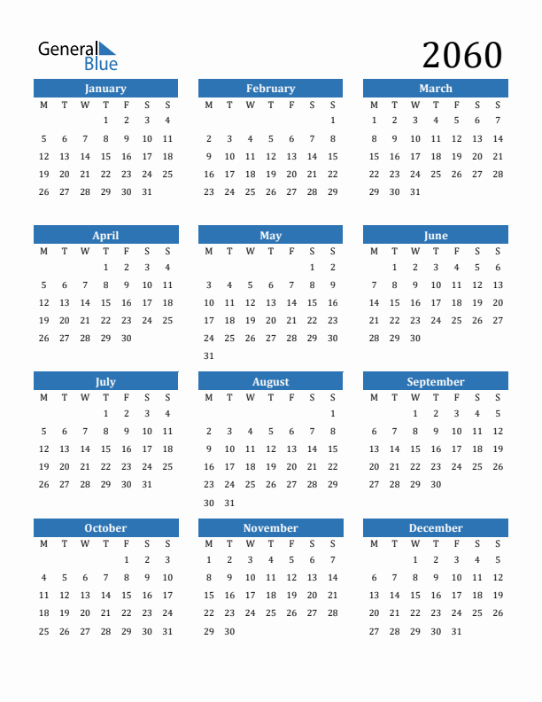 2060 Calendar