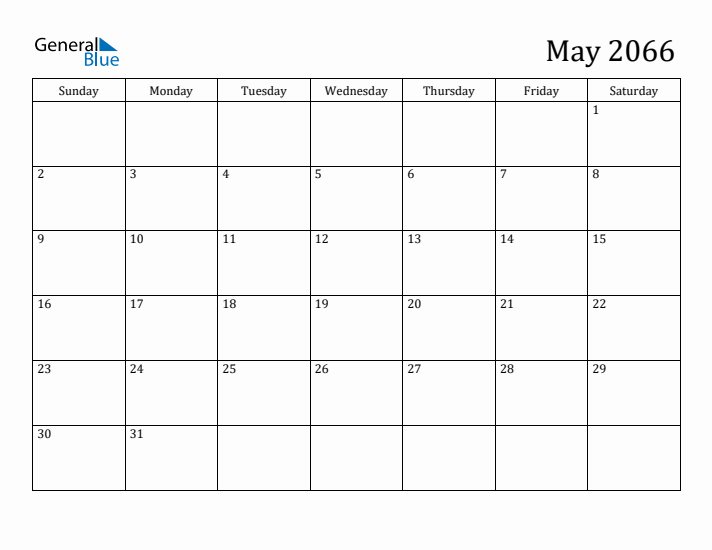 May 2066 Calendar