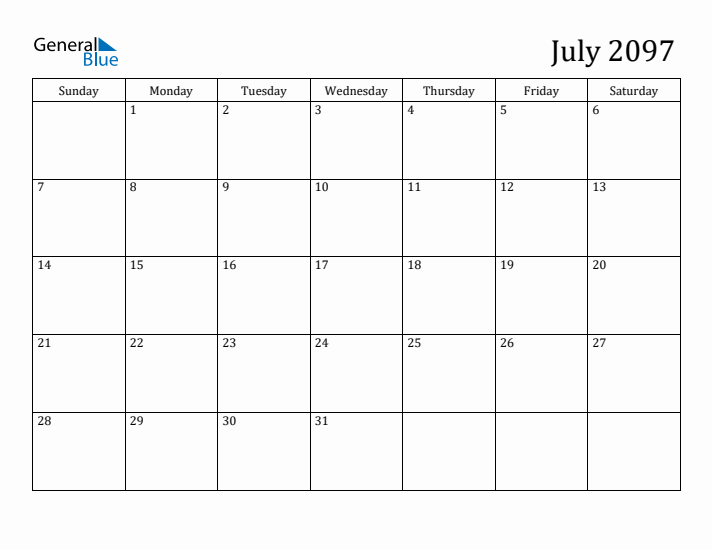 July 2097 Calendar