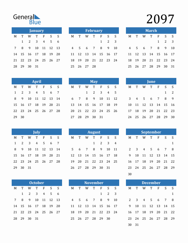 2097 Calendar