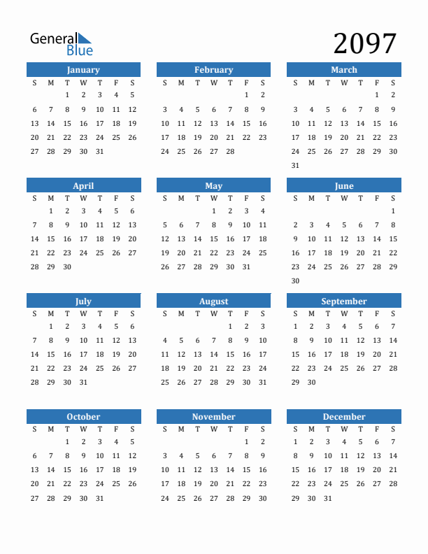 2097 Calendar