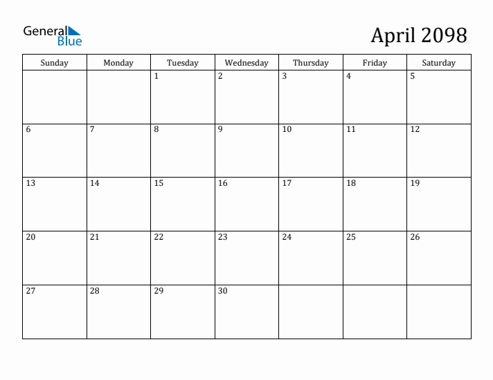 April 2098 Calendar