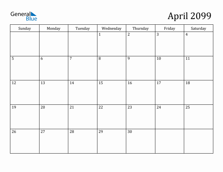 April 2099 Calendar