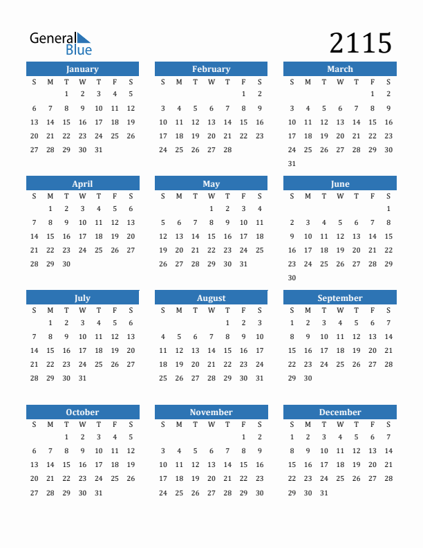 2115 Calendar