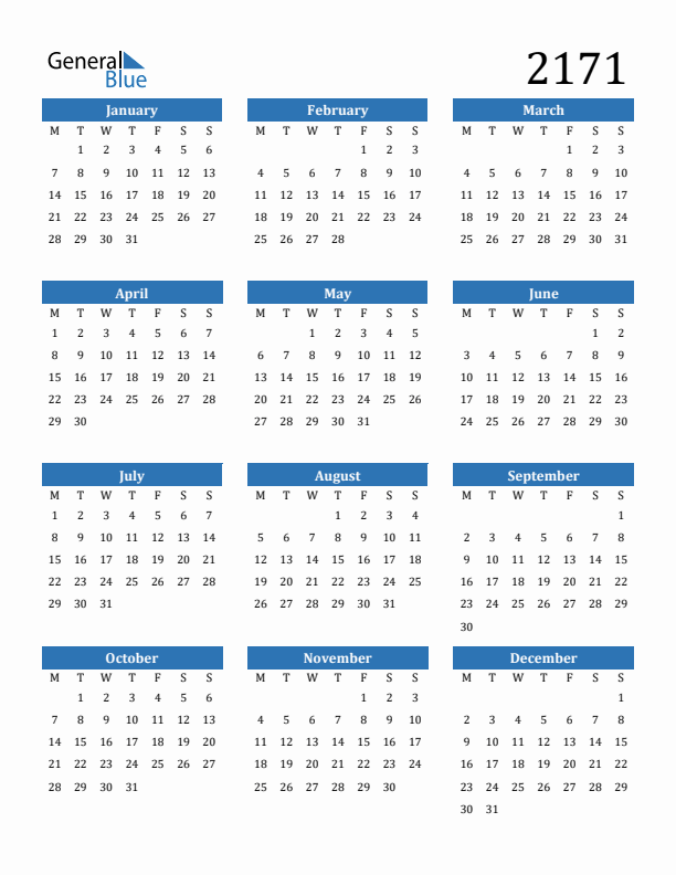 2171 Calendar