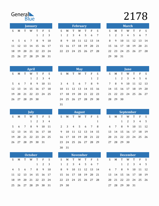 2178 Calendar