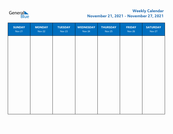 Free Editable Weekly Calendar with Sunday Start - Week 48 of 2021