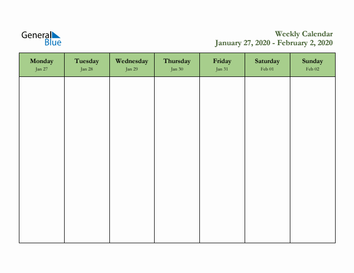 2020 Free Downloadable Weekly Planner (Week 5)