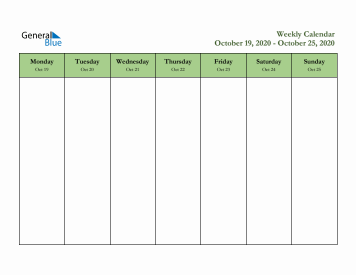 2020 Free Downloadable Weekly Planner (Week 43)