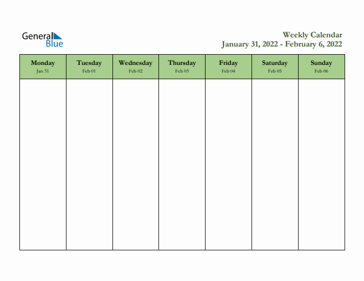 2022 Free Downloadable Weekly Planner (Week 5)