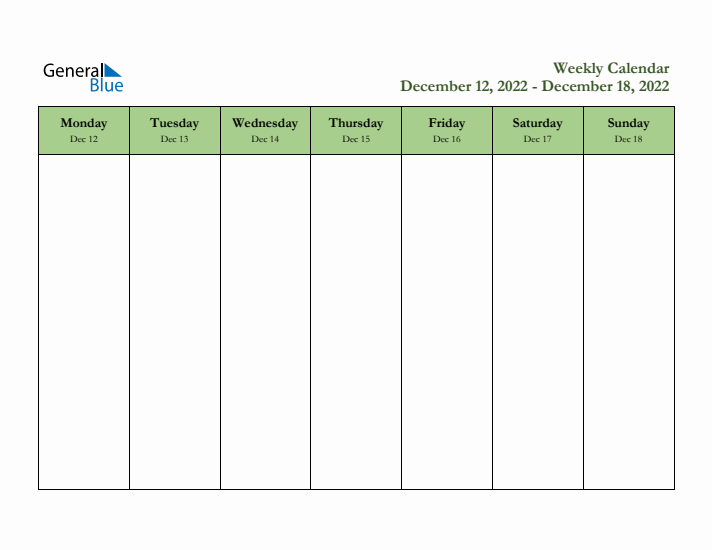 2022 Free Downloadable Weekly Planner (Week 50)