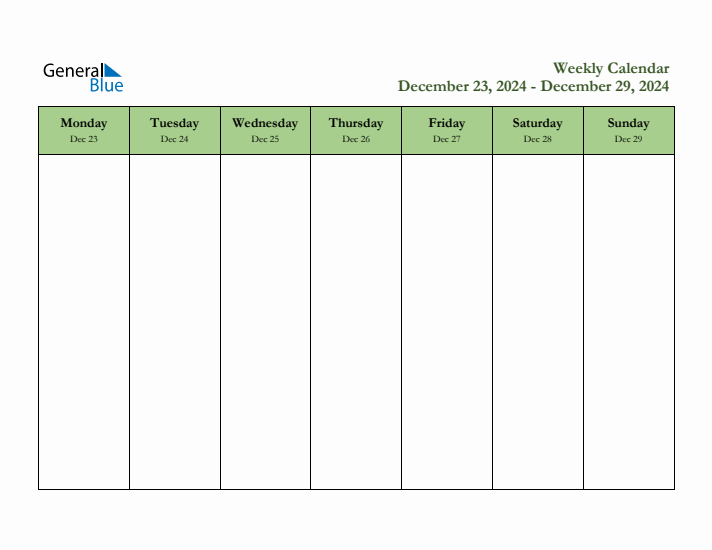 2024 Free Downloadable Weekly Planner (Week 52)