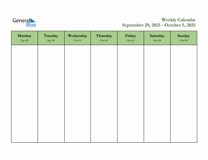 2025 Free Downloadable Weekly Planner (Week 40)