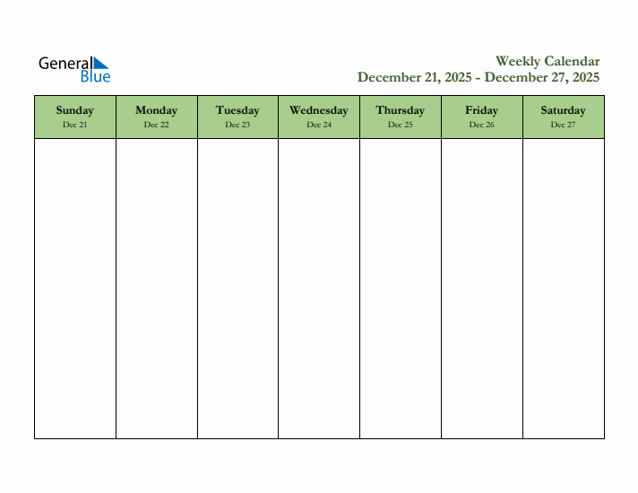 2025 Free Downloadable Weekly Planner (Week 52)