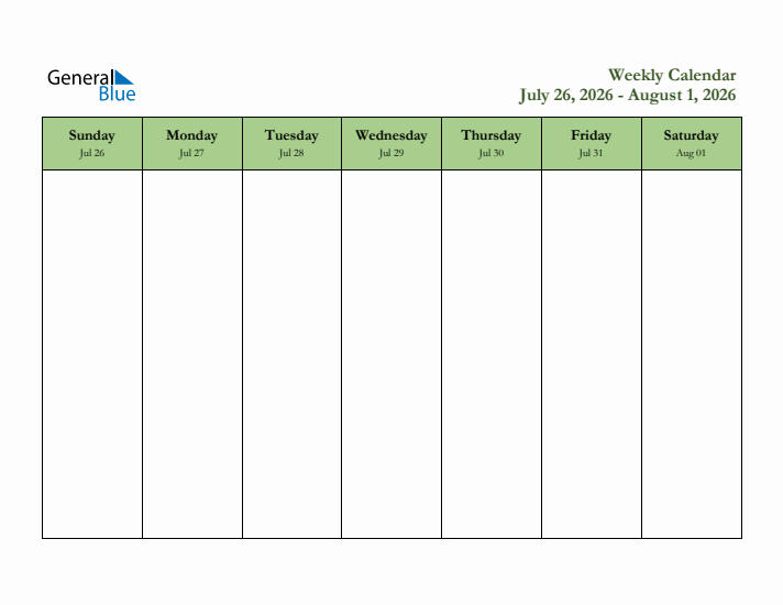 2026 Free Downloadable Weekly Planner (Week 31)