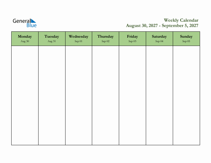 2027 Free Downloadable Weekly Planner (Week 35)