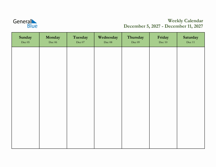 2027 Free Downloadable Weekly Planner (Week 50)