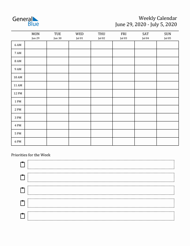 Hourly Schedule Template